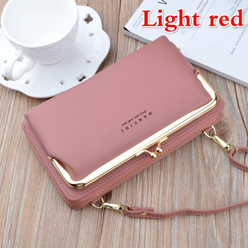 

Женский кошелек, сумка для телефона, держатели для карт, ПУ кожа, сумки через плечо, модные женские сумки, Bolsas, женские кошельки для телефона, LS Light Red