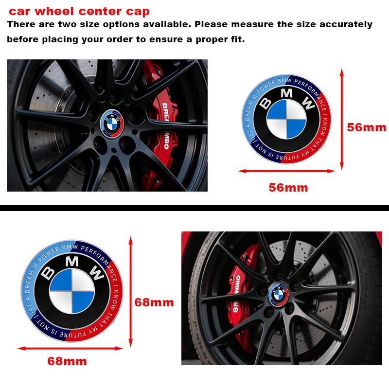 kfwhl7 1/4/7pcs 81/72/46/56/68/mm Car Front Rear Logo Wheel Hub Center Cover Steering Wheel Center Stickers For BMW E36 E46 E90 E60 E39