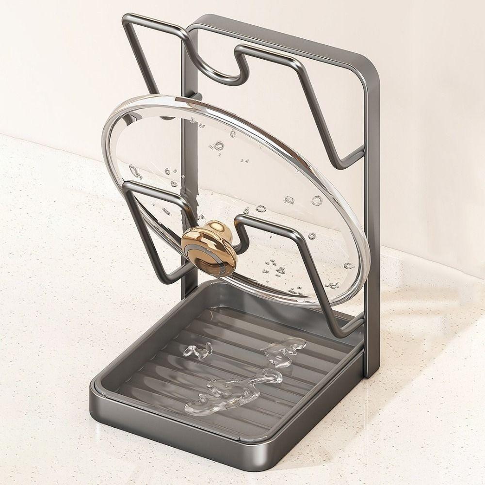 Anti-slip Double Layers Pot Lid Rack No Drill Cooking Utensil Holder Pot Cover Shelf Pantry