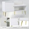 Shoe Cabinet with Storage Space, Padded Bench And Backrest, Shoe Shelf with Metal Handles And Solid Legs