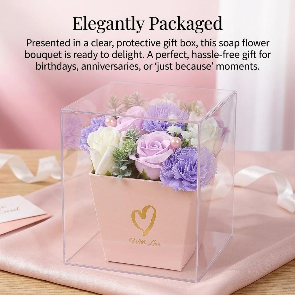 Soap Flowers Artificial Flower Bouquet Floral Soap Scented for Birthday Mother's Day Office