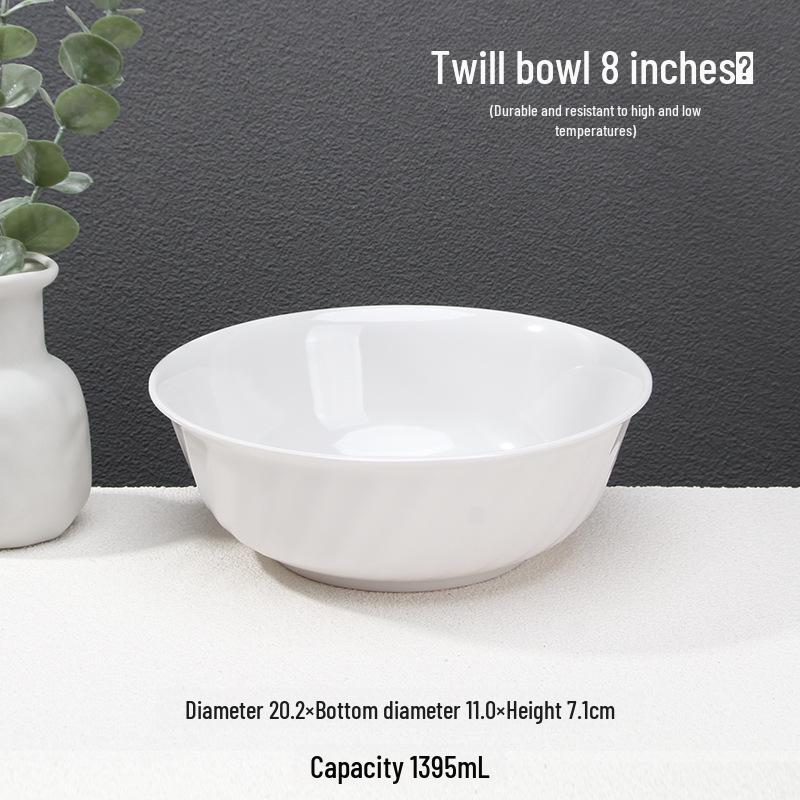 A5 White Melamine High-Temperature-Resistant Noodle and Soup Bowl, Ramen Bowl, Rice Noodle Roll Plate, Vegetable Plate.