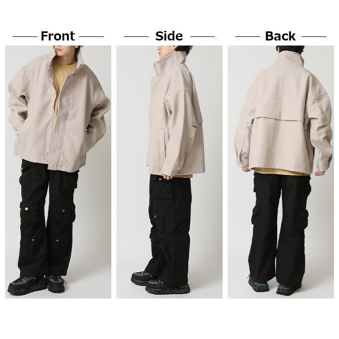 Arcade Oversized Tech Wool Short Oversized Size Black Men's Overcoat, Coat, Blouson, L,