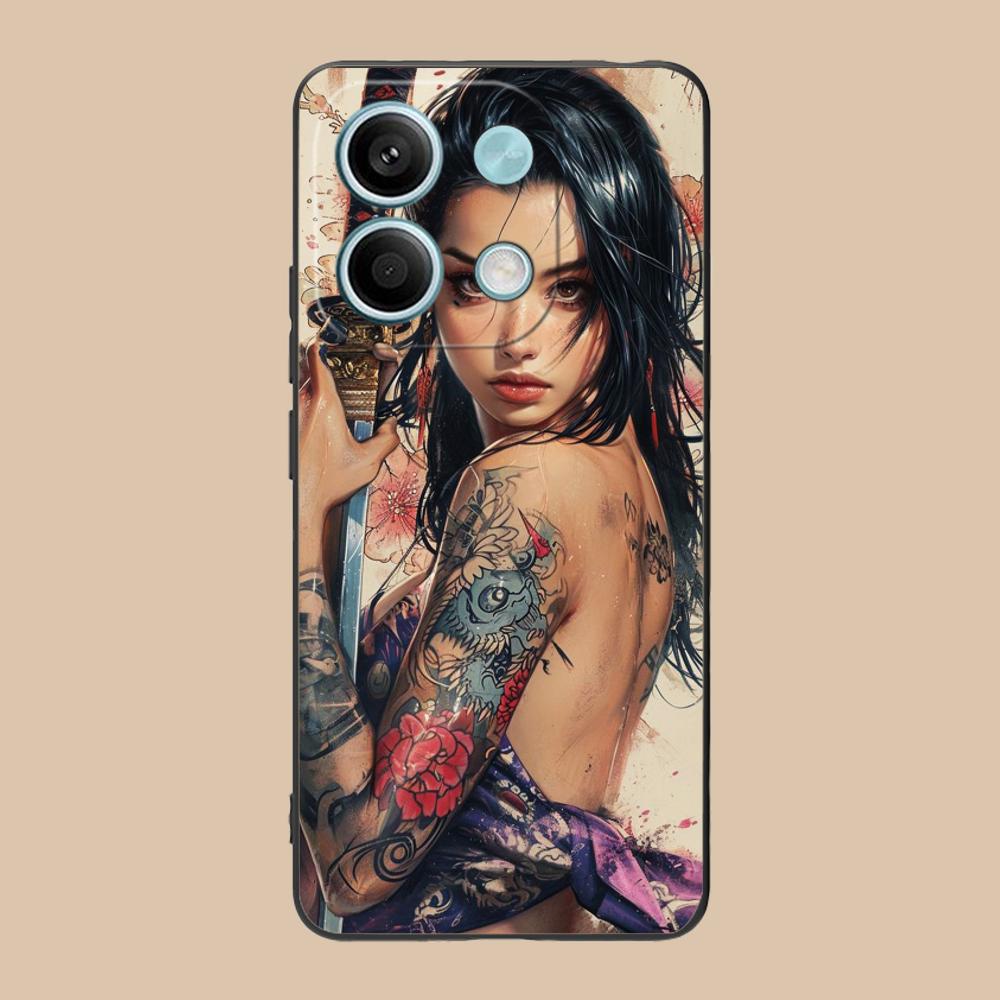 Fashion Tattoo Girl Mobile Phone Case for POCO M7 M6 M5 M4 M3 X7 X6 X5 X4 X3 Pro GT 5G Colorful Printing Cover Pretty Cover