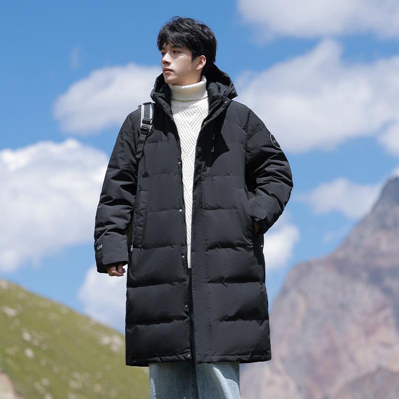 

Men s and women s mid-length down jackets, winter new warm and thickened couple fashion jackets, hooded men s jackets M