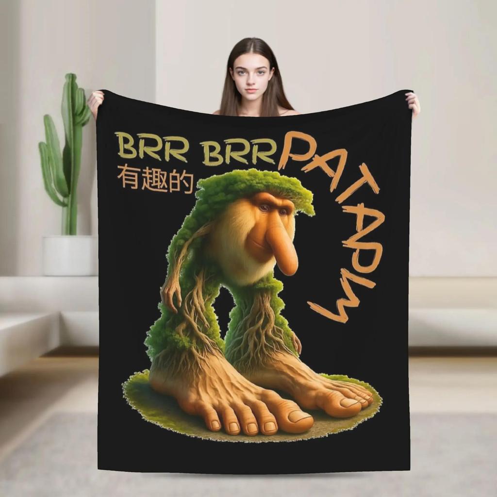 Soft Warm Flannel Throw Blanket for Kids Adults Boy Girl Travel Blanket Bombombini Gusini Italian Brainrot Memes Design Bedsprea