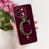 Für Vivo Y38 5G Hülle Abdeckung Transparent Luxus Krone A-Z Buchstaben 2D Flaches Muster Weiche Handyhülle Für VivoY38 5G Bumper