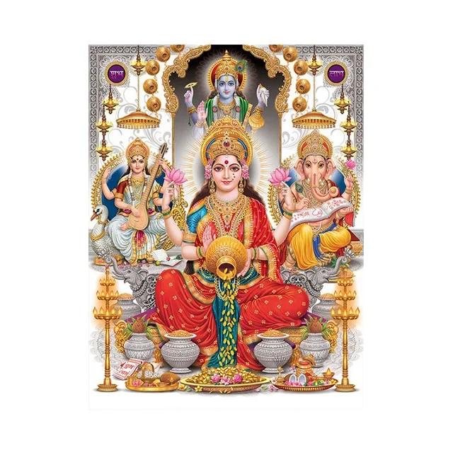 Religion Elephant God India Hinduism Ganesha Painting Canvas Durga Golden Zari Art Poster Prints Living Room Home Decor Pictures