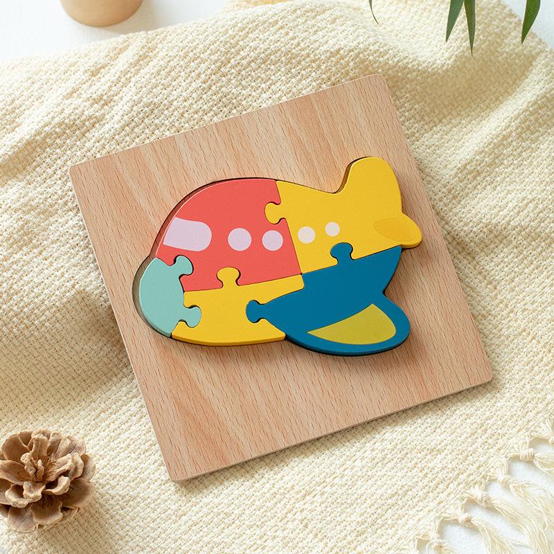 Non-Toxic Wooden Puzzle Montessori Animals Cartoon Colorful Learning Education Toys Tangram Jigzaw Cognitive Wood For Children Kids Gifts