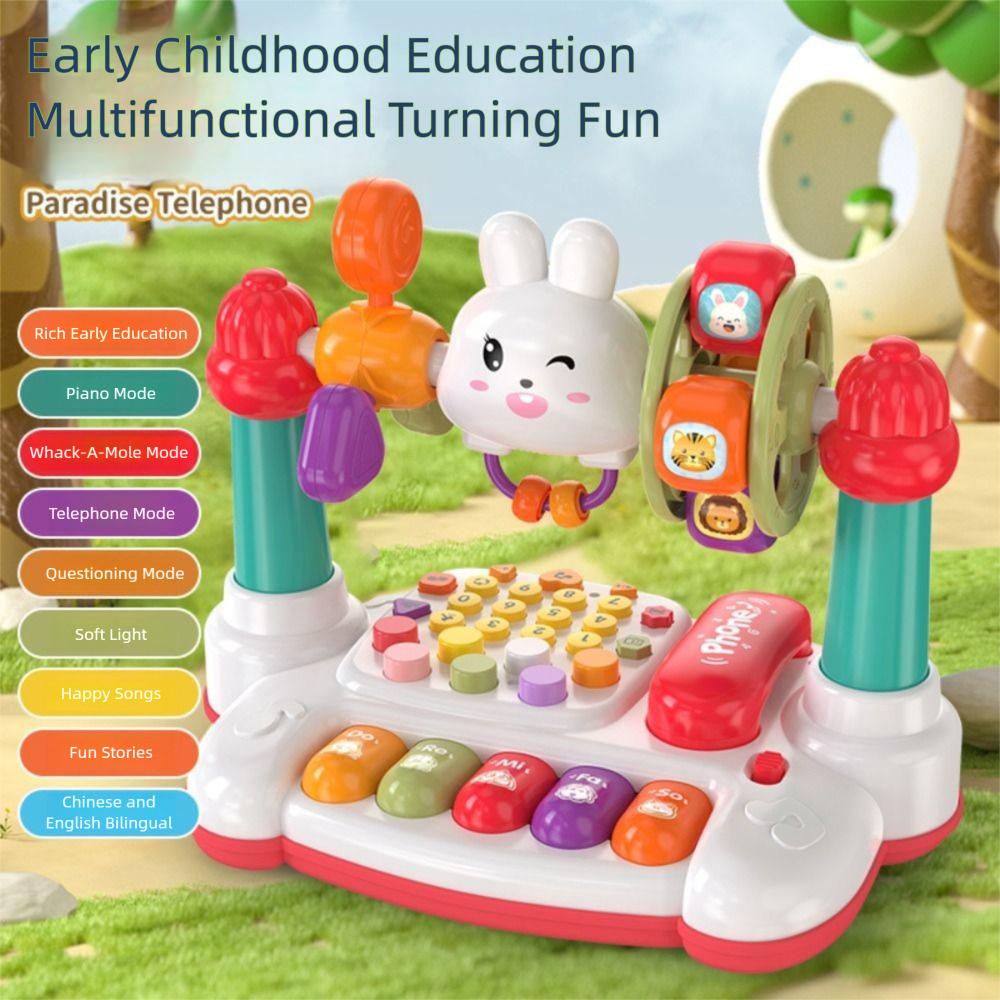 Rabbit Rotating Music Piano Keyboard Plastic Baby Piano Toys Cute story machine Toddlers
