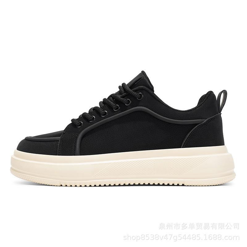 

Autumn and winter solid color low-top board shoes, leather platform shoes, light and comfortable casual shoes 39 чёрный