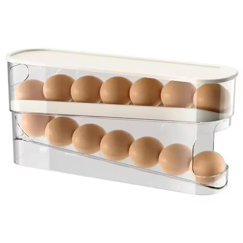 

Egg Dispenser, Suitable for Refrigerator, Kitchen Storage Organizer, Countertop, Transparent Double Layer Egg Dispenser Holder чистый