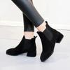 Fashion Women  Ankle Boots Autumn Winter  Boots Slip-on Round Toe 3.5cm Square Heel Solid Casual Black Camel Booties Size 35-43