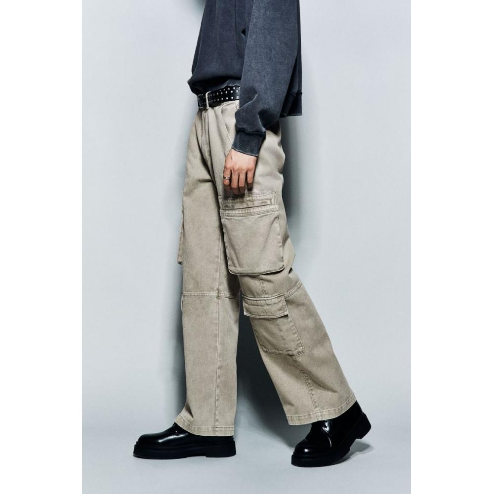 H M Loose Cargo Jeans Dusty Green
