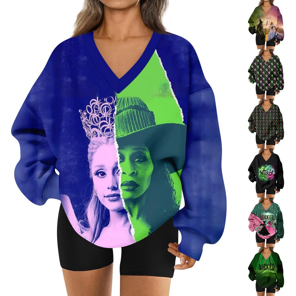 Women's Loose And Comfortable V-neck Sportswear Long-sleeved Sweatshirt Daily Matching Clothes