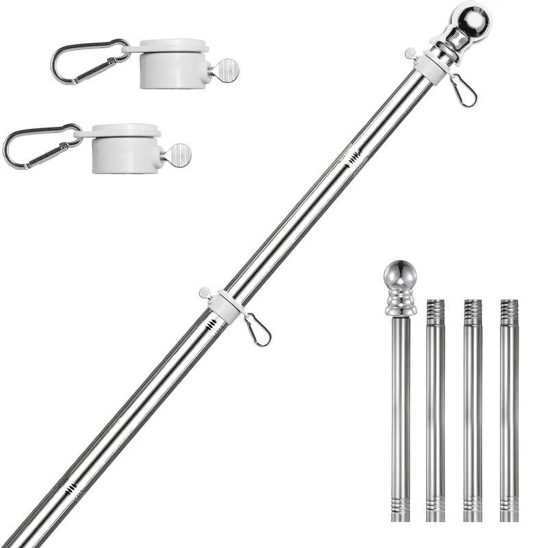 1.8m Rotating Stainless Steel Flagpole, 5-Section, Anti-Tangle, Wall-Mountable, Outdoor Use