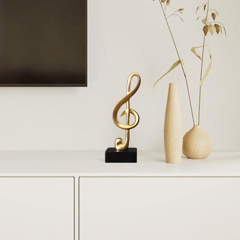 Musikalische Notenfiguren Kreative Heimdekoration Harz Goldene Skulptur Klavier Büro Schreibtisch TV-Schrank Ornamente Heimdekor