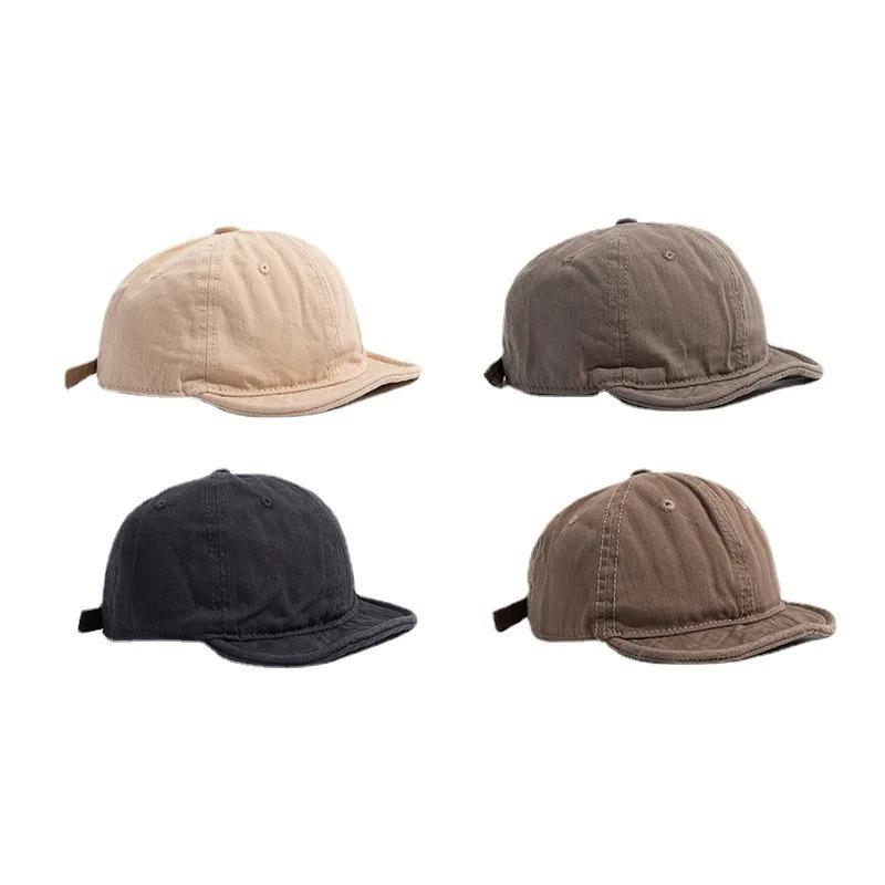 New Unisex Retro Washed Short Brim Baseball Cap, Adjustable Snapback Hip Hop Sunscreen Design, For Men Women Outdoor Daily Wear