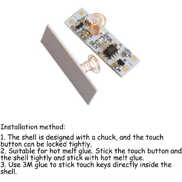 KOOBOOK 2Pcs Mini Touch Sensor Switch LED Strip Brightness Control Capacitive Sensing Switch Wide Voltage DC 3-24V