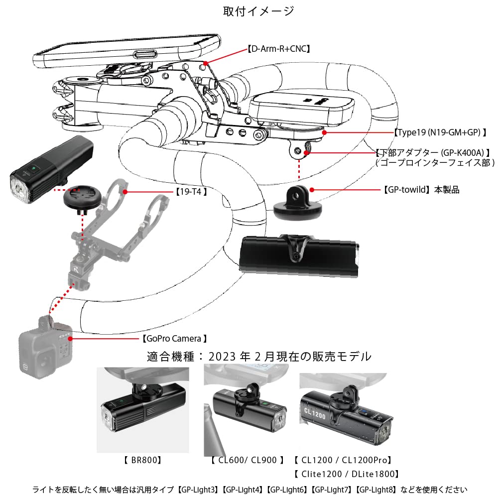 Light Adapter for Towild Converts Mounts and Adapters with a GoPro Interface To Bicycle Lights for [REC Mount] (Towild) [GP-towild]