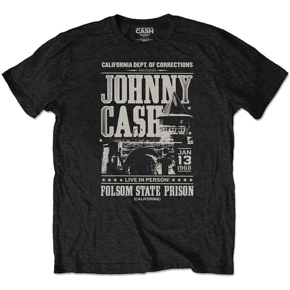 Johnny Cash Prison Poster T-Shirt Black New L