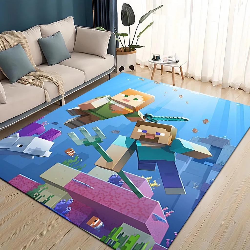 3D S-Sandbox Game  Cartoon Area Rug Large,Carpet Rug for Living Room Bedroom Sofa Doormat Decoration,kid Play Non-slip Floor Mat
