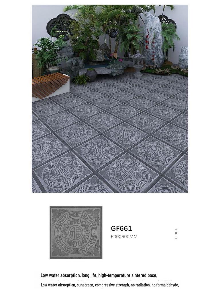 600x600 Chinese Antique Courtyard Anti-Slip Floor Tiles for B&B and Restaurant