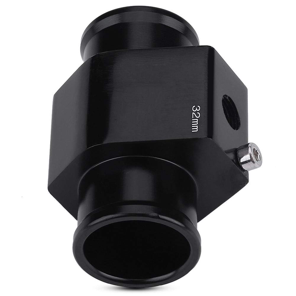 Water Temp Joint Pipe, Aluminum Car Water Temp Temperature Joint Pipe Hose Gauge Adapter Black(32mm)