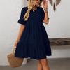 Women's Summer Casual Dress with Crew-neck and Flared Sleeves