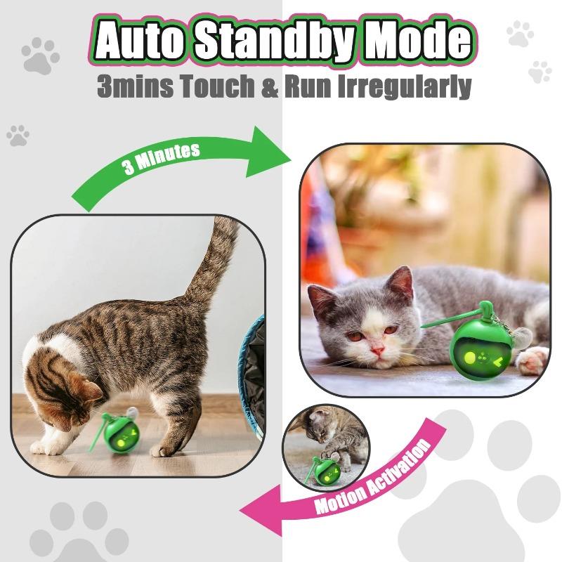 Smart Electric Cat Toy Green Pink Pet Ball Cat Interactive Exercise Fun Toy Keep the Cat from Being Lonely Multiple Play Style