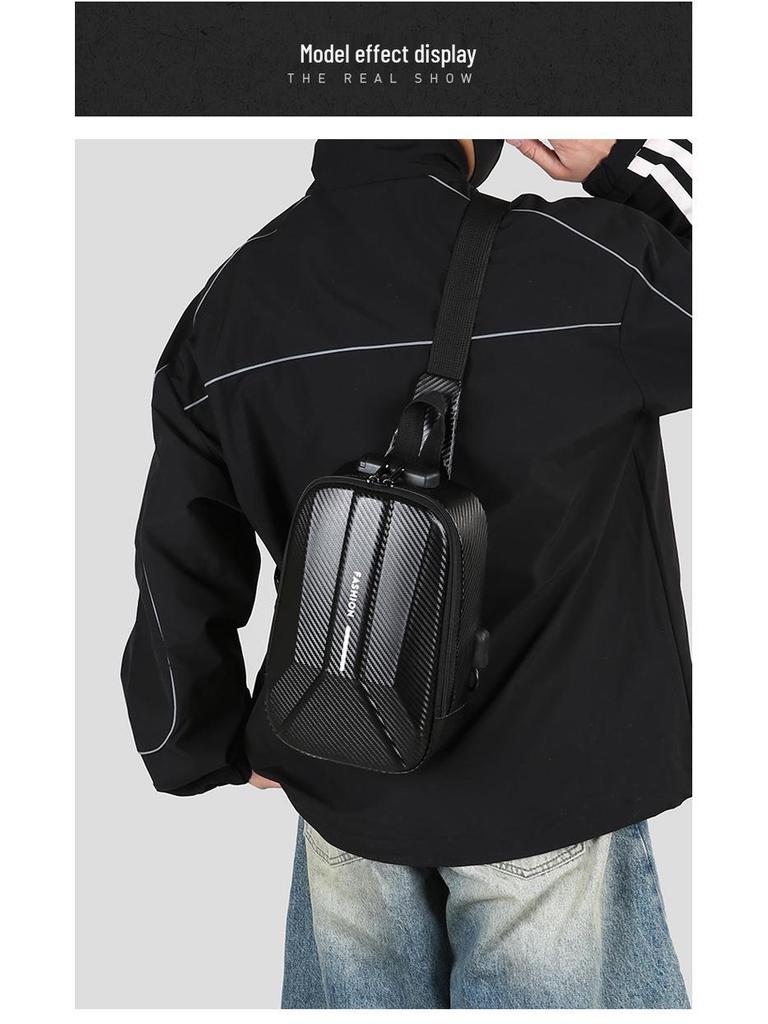 Men's Waterproof Nylon Crossbody Bag with Combination Lock for Outdoor Use