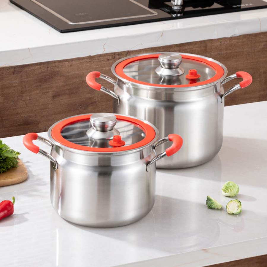 

Нержавеющая сталь Утолщенная Микро Давление Многофункциональная Бытовая Кастрюля для Супа Индукционная Плита Газ Универсальная Большая 5L