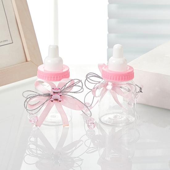 1/6/12 Pièces Mini Bouteille de Lait Boîte à Bonbons avec Ours Strassé Ruban Nœud Bonbons Goodies Pot de Rangement Friandises Fête de Naissance Cadeaux