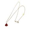 V Gold High Fan-shaped Clavicle Necklace: 18k Rose Gold with Red Agate, Diamond Accents, and White Shell on 925 Silver for Women