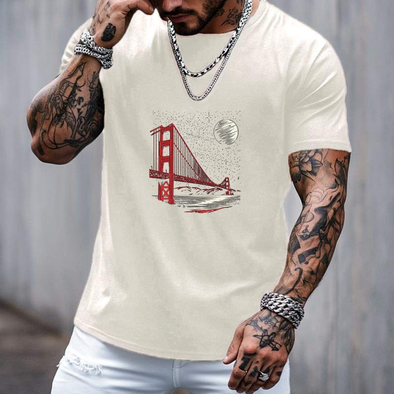 

Loose-fitting, bridge-print crew neck unisex T-shirt M
