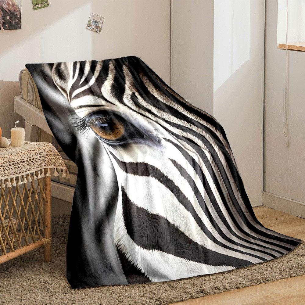 Zebra Eye Close-up Blanket Bedroom Blanket for Livingroom Couch Lunch Break Soft Throw for Friend's Festival Gift