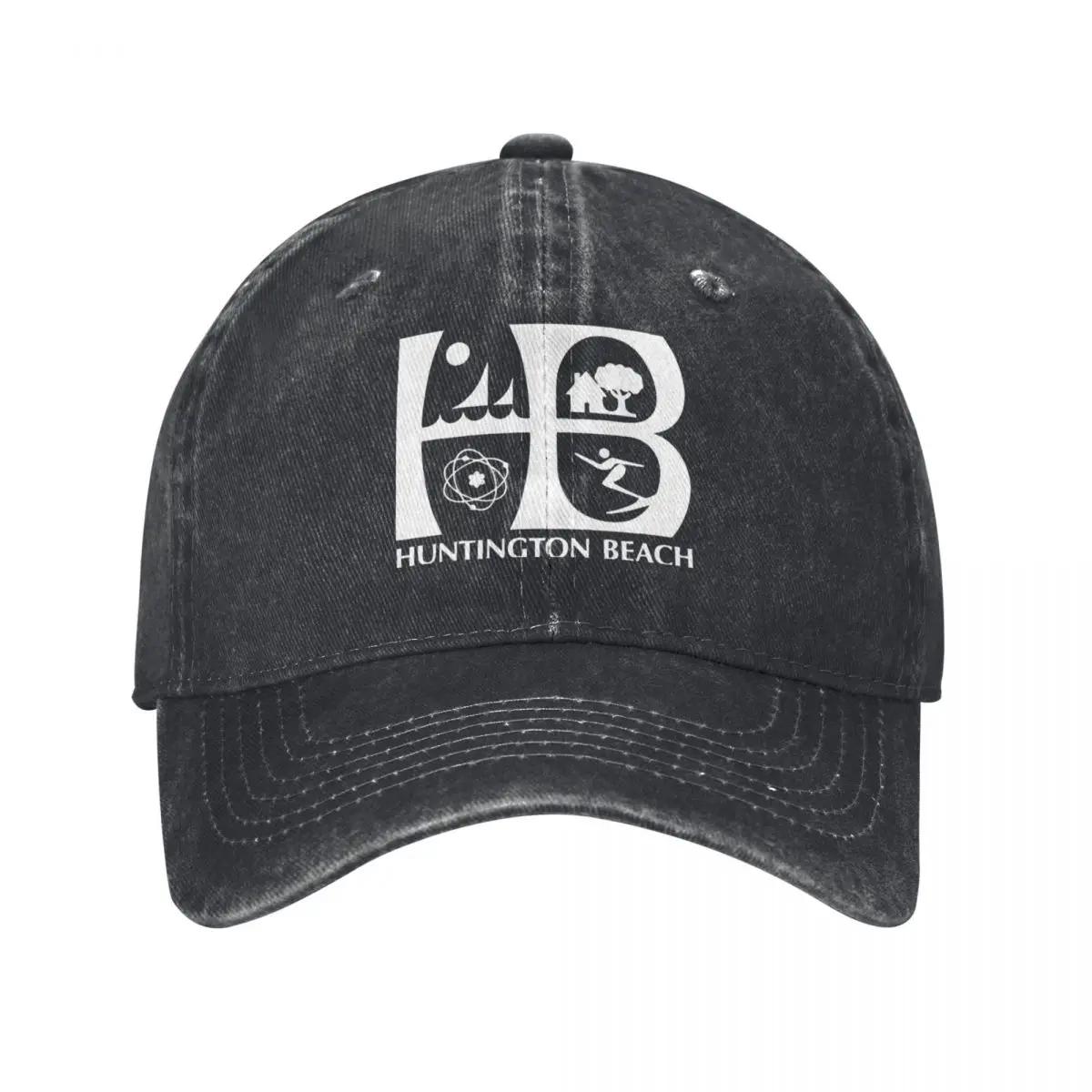 

Vintage Huntington Beach Logo Baseball Caps Unisex Women Distressed Denim Snapback Cap All Seasons Travel Adjustable Caps Hat One Size