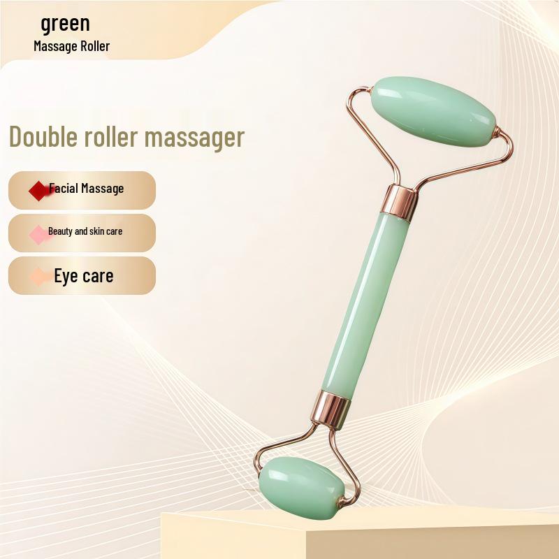 Rose Quartz Heart-Shaped Double-Headed Facial & Body Roller and Gua Sha Massage Set