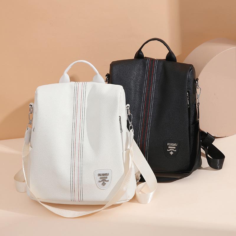 High-end Soft Leather Anti-theft Backpack for Women New Simple and Lightweight Commuting Large Capacity Backpack Casual Student School Bag