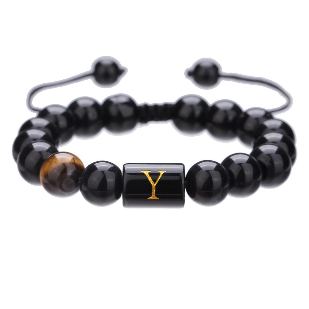Black Diamond & Tiger Eye Beaded Adjustable Couple Bracelet - Men's Jewelry