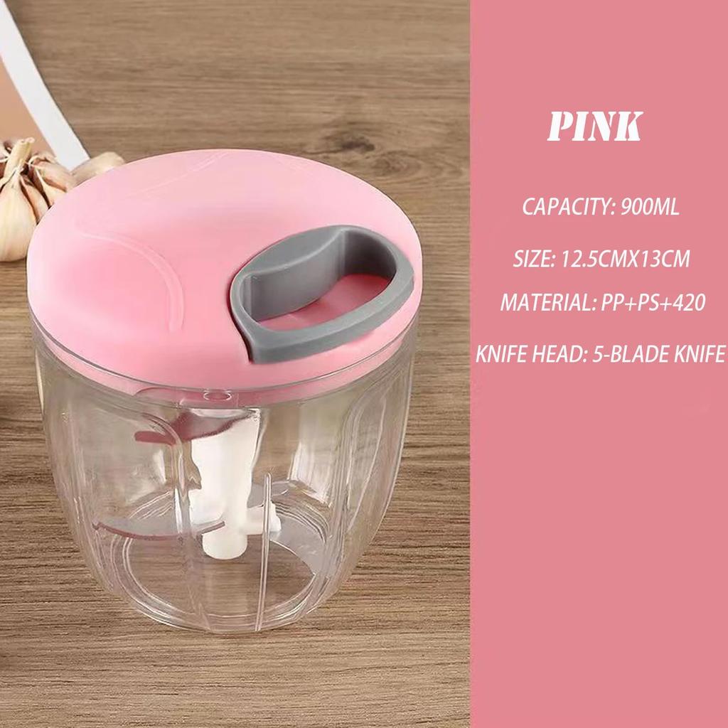 Picadora de ajo PICADORA DE CARNE Manual de 500/900ML, trituradora de prensa de ajo giratoria, cortador de cebolla y verduras, accesorios de cocina