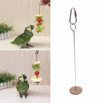 Parrots Birds Food Holder Support Small Animal Stainless Steel Fruit Spear Stick Meat Skewer Bird Feeder