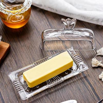 Butterbehälter, Klares Tablett mit Deckel, Glasschale, Servieren zum Essen