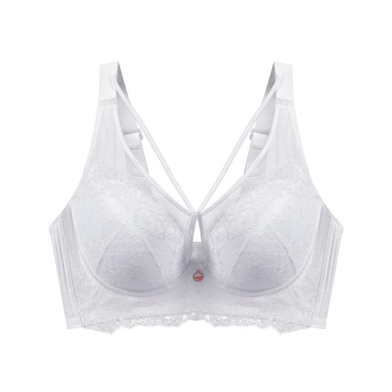 

Large-sized Bra Women s Leopard Print Mesh Lace Underwear Adjustable Close-in Bra Push Up Bra 36/80B білий