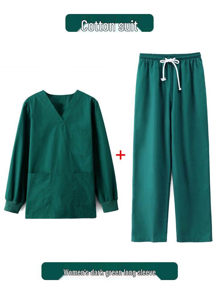 Unisex Short-Sleeve Surgical Gown and Long-Sleeve Workwear Scrub Set - Polyester/Cotton Blend