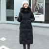 Winter New Fashion Slim-fit Over-knee Big Fur Collar Down Cotton Clothes Women's Medium and Long Coat