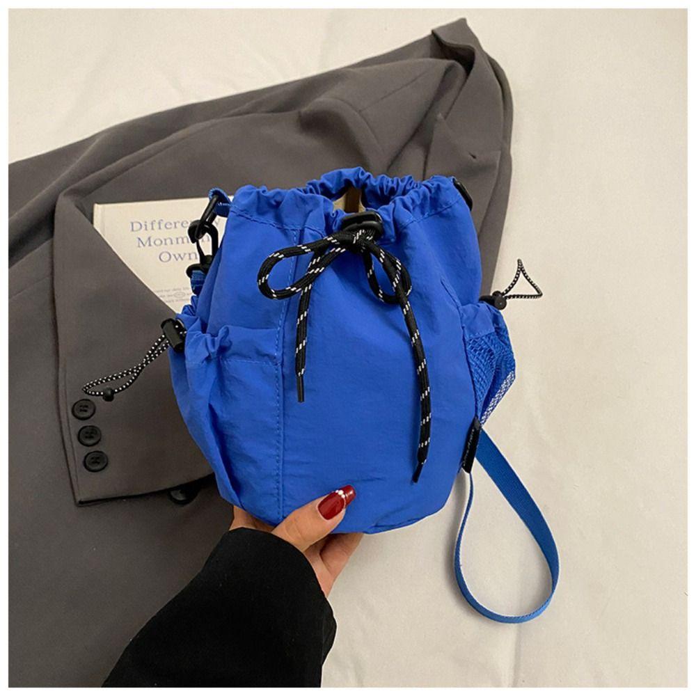 Korean Style Nylon Shoulder Bag Handbag Small Crossbody Bag Casual Drawstring Bucket Bag  Girls