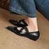 Krazing Pot Cow Skin Spring Summer Size 41 Horsehair Thick Low Heels Women Square Toe Basic Clothing Shallow Pumps