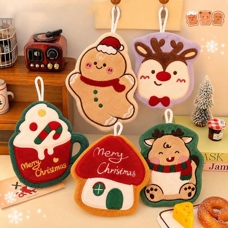 Christmas Towels Absorbent Santa Claus Christmas Tree Snow Man Hand Towel Kitchen Handkerchief Wipe Cloth Christmas GIfts Towels