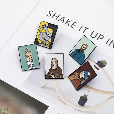 Abstract Art Brooch: Mona Lisa, Van Gogh, Venus - Versatile Backpack & Shirt Accessory